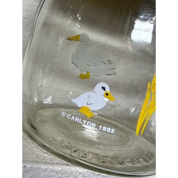 Vintage 80s Carlton Glass Sun Tea Jars Canisters Ducks Geese Yellow Lidded USA - Picture 10 of 11